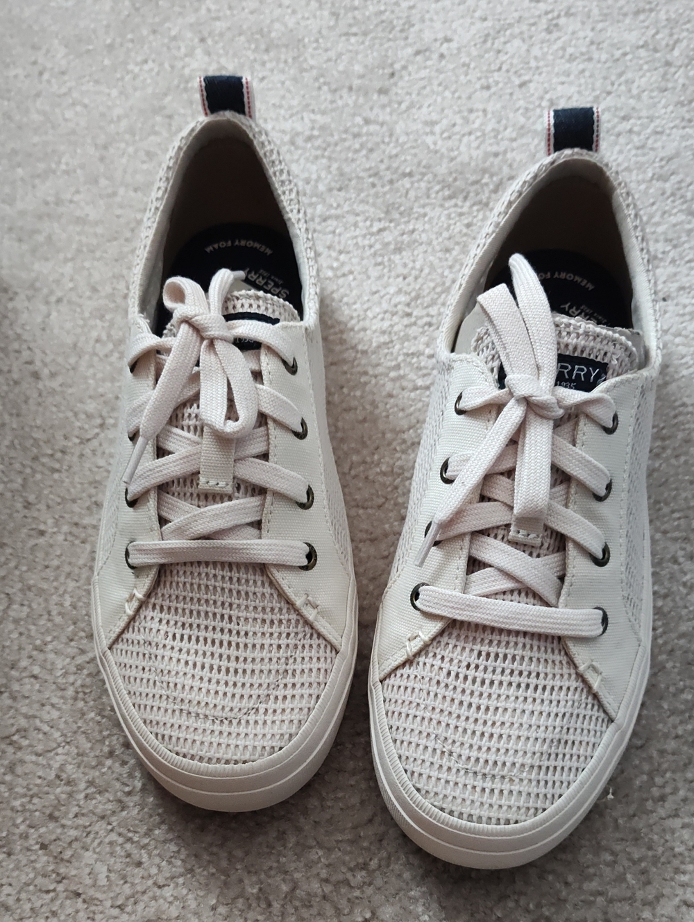 Sperry Women's Beige Knit Low-Top Sneakers